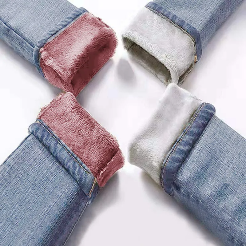 Denim jeans for Women Pants Plus size Winter Warm Jeans Woman High Waist Casual