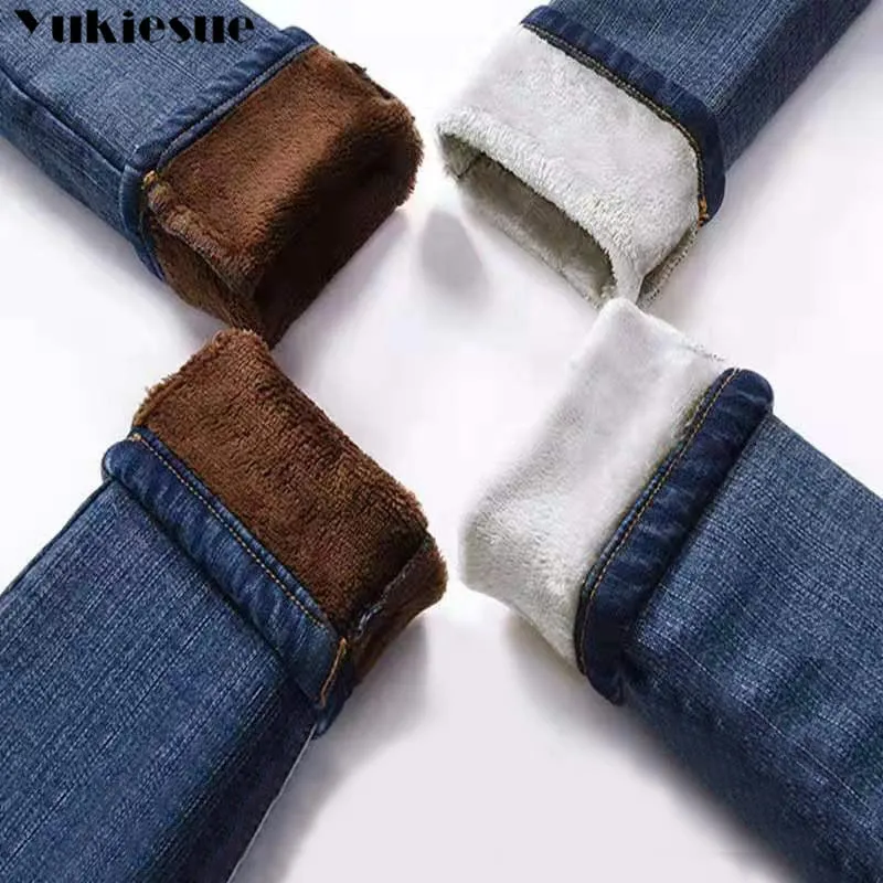 Denim jeans for Women Pants Plus size Winter Warm Jeans Woman High Waist Casual