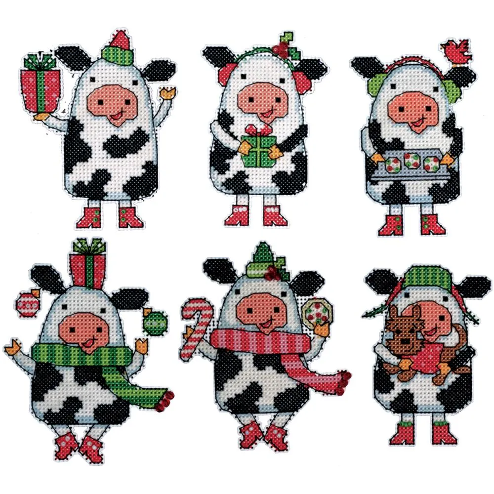 DIY Design Works Christmas Cows Christmas Plastic Canvas Ornament Kit 1695