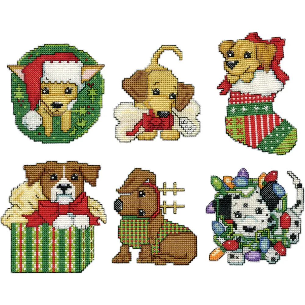 DIY Design Works Christmas Puppies Dogs Plastic Canvas Ornament Kit 5920