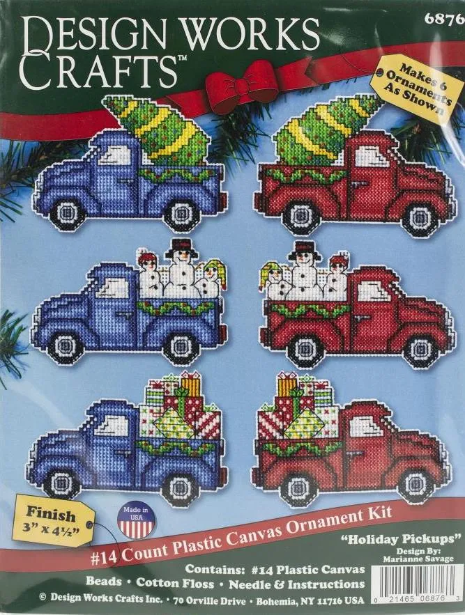 DIY Design Works Holiday Pickup Truck Christmas Plastic Canvas Ornament Kit 6876