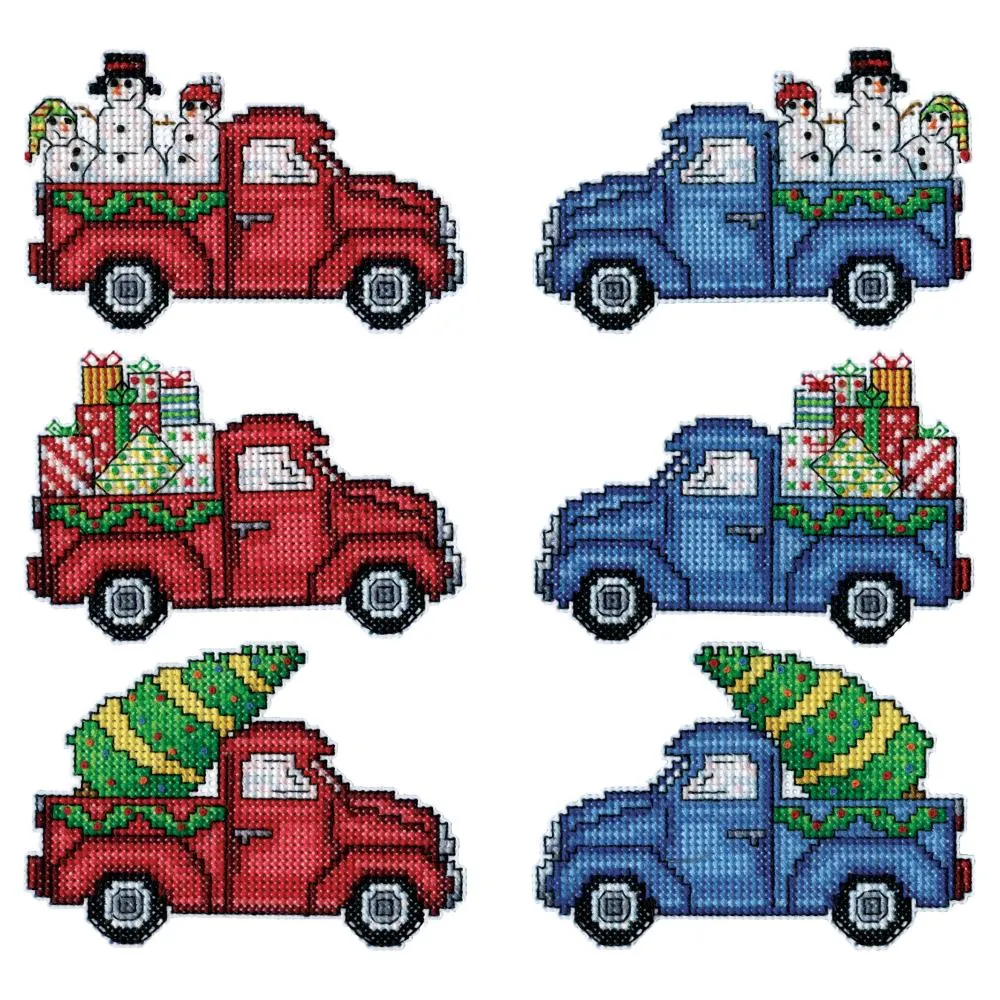 DIY Design Works Holiday Pickup Truck Christmas Plastic Canvas Ornament Kit 6876