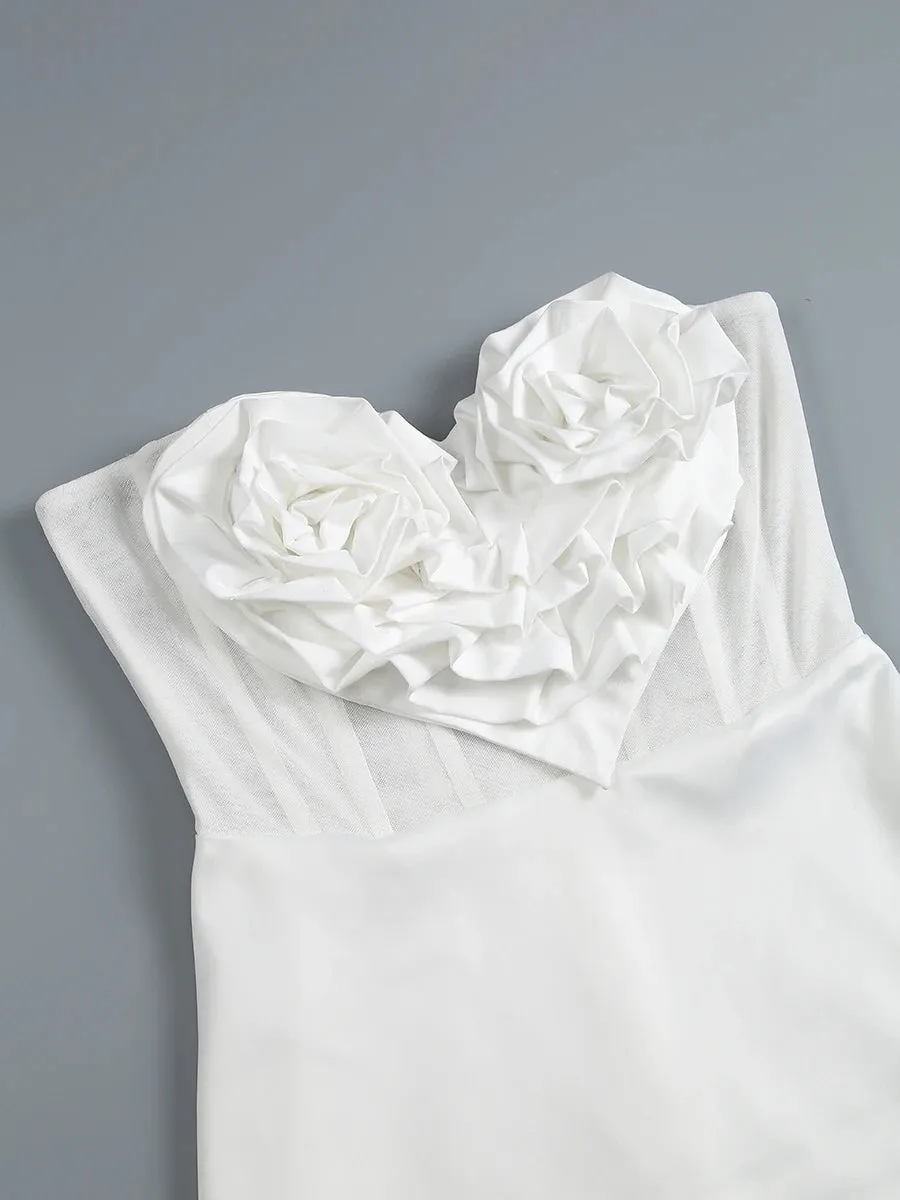 Elegant White Strapless Mini Dress Women Outfits