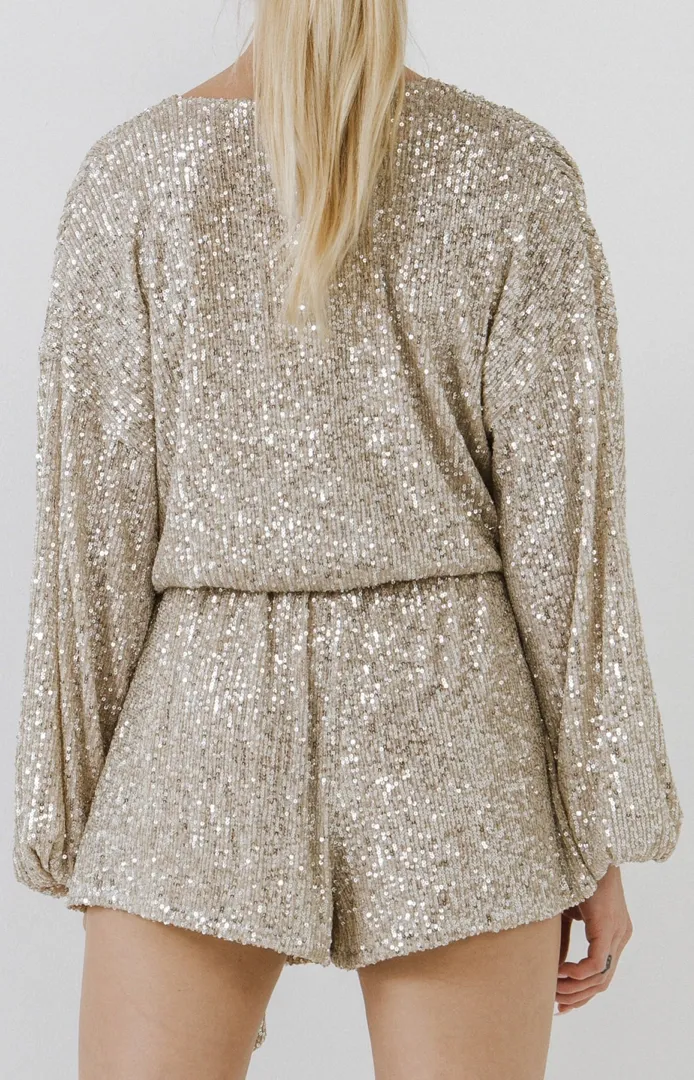 Emery Sequin Surplice Romper