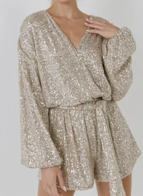 Emery Sequin Surplice Romper