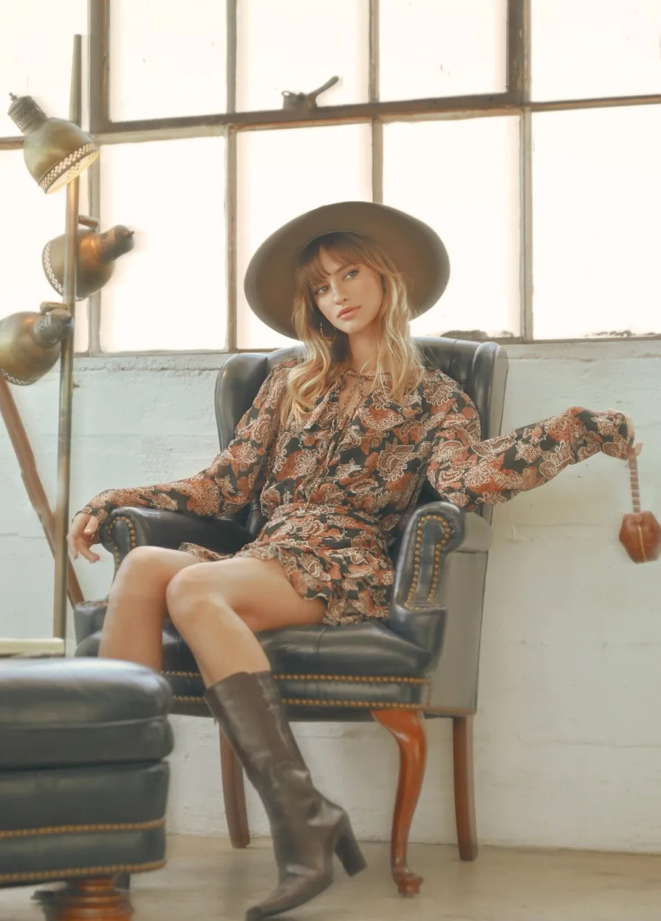Fall Foliage Ruffle Hem Dress