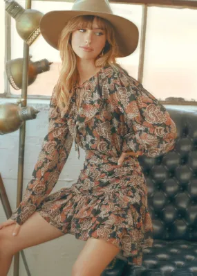 Fall Foliage Ruffle Hem Dress