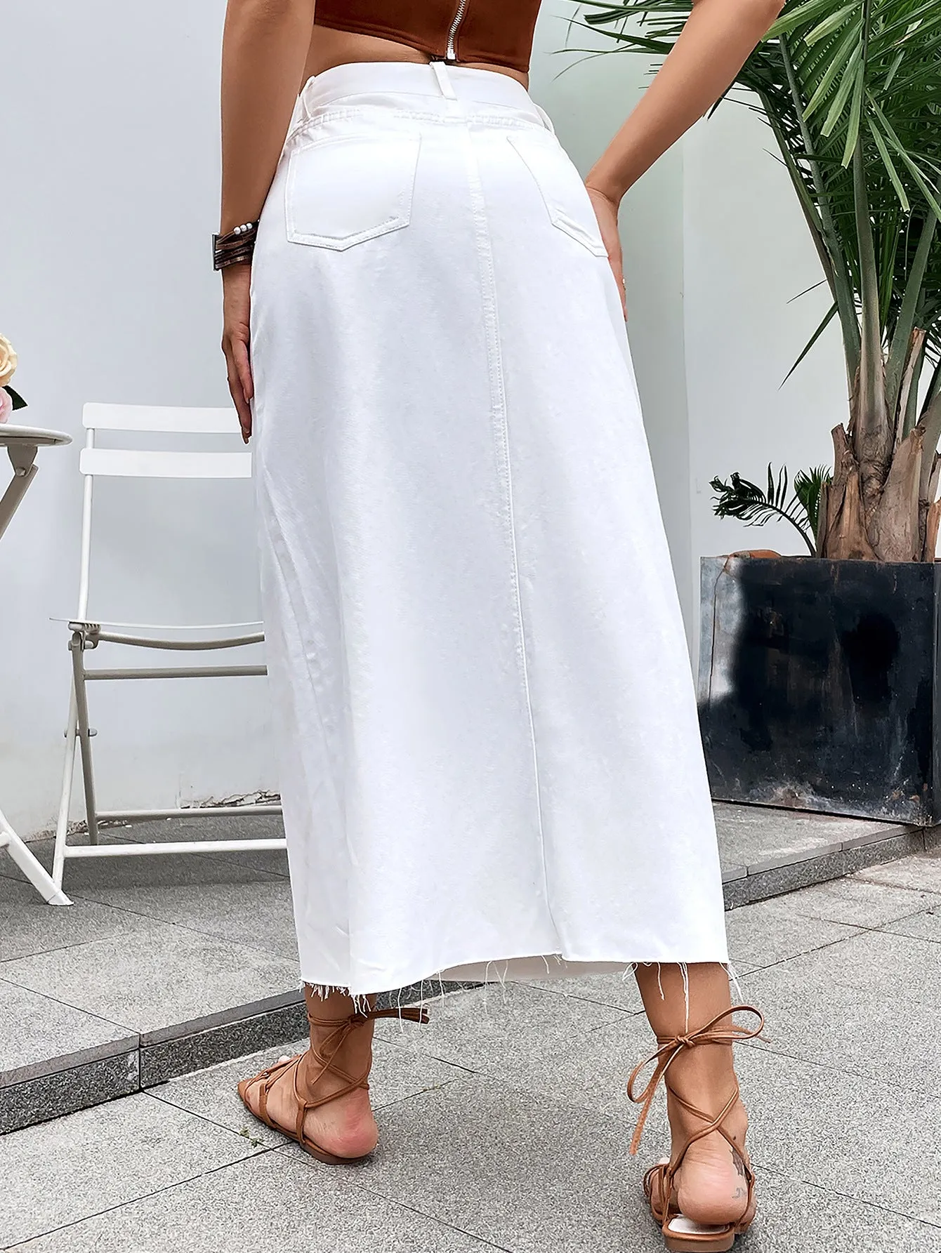 FASHION HIGH WAIST A-LINE DENIM SKIRT FINAL SALE NO RETURNS OR EXCHANGES