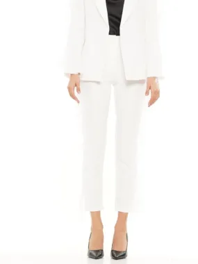 feather side trim cropped pants