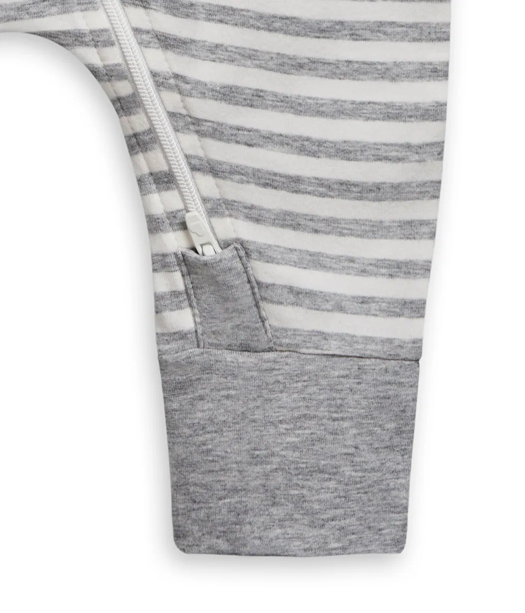 Footless Romper Cotton Grey Stripe