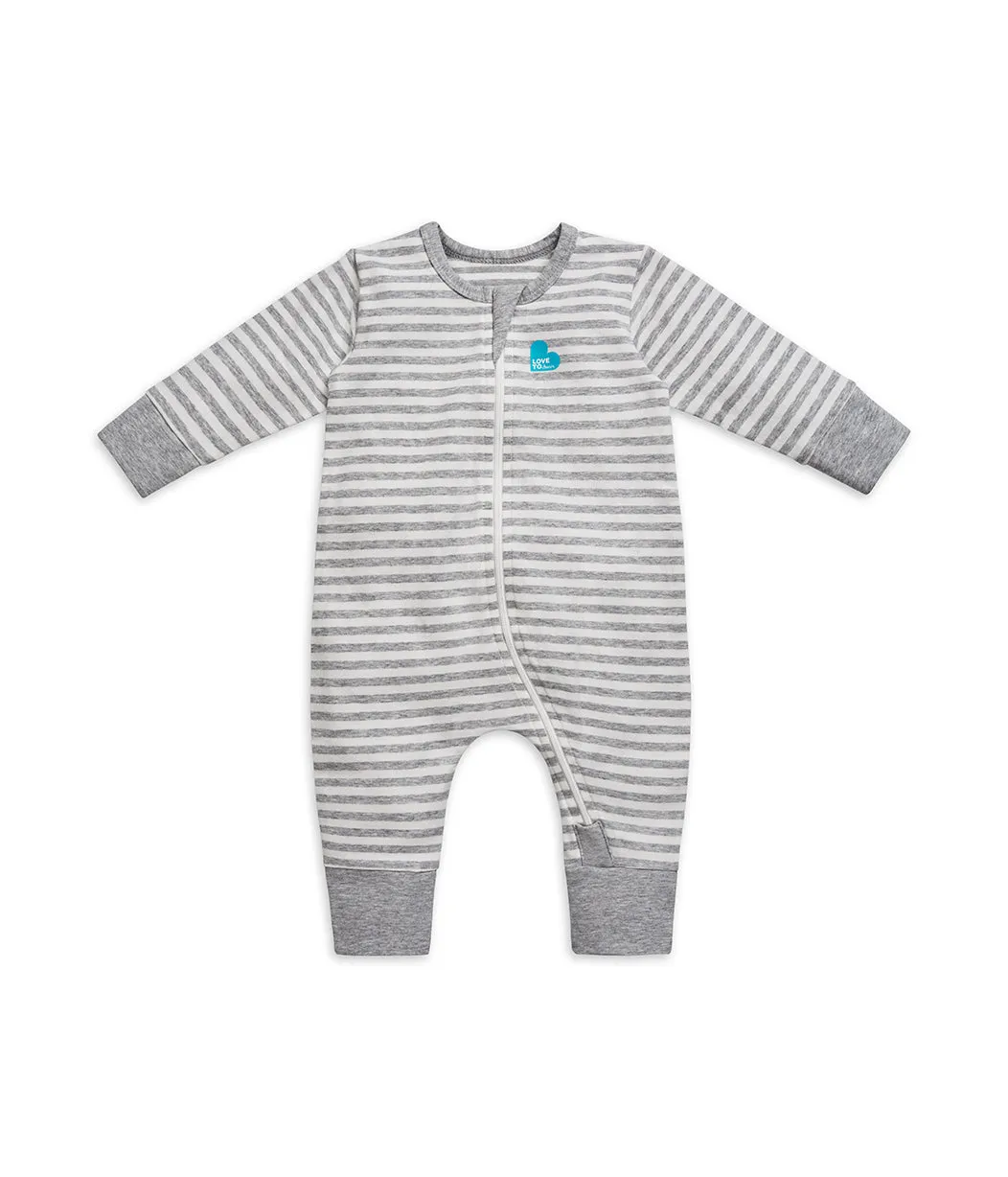 Footless Romper Cotton Grey Stripe