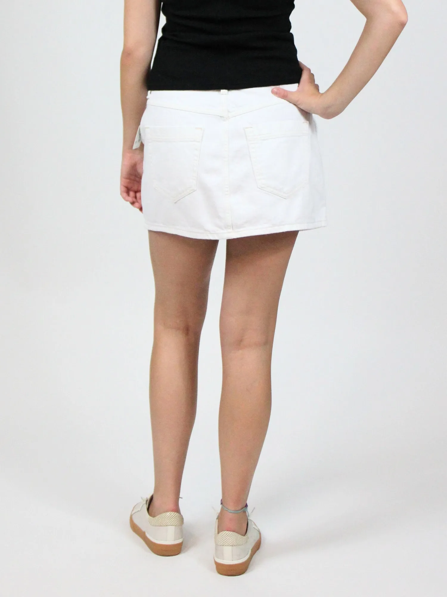 Free People Wynne Denim Skirt Bright White
