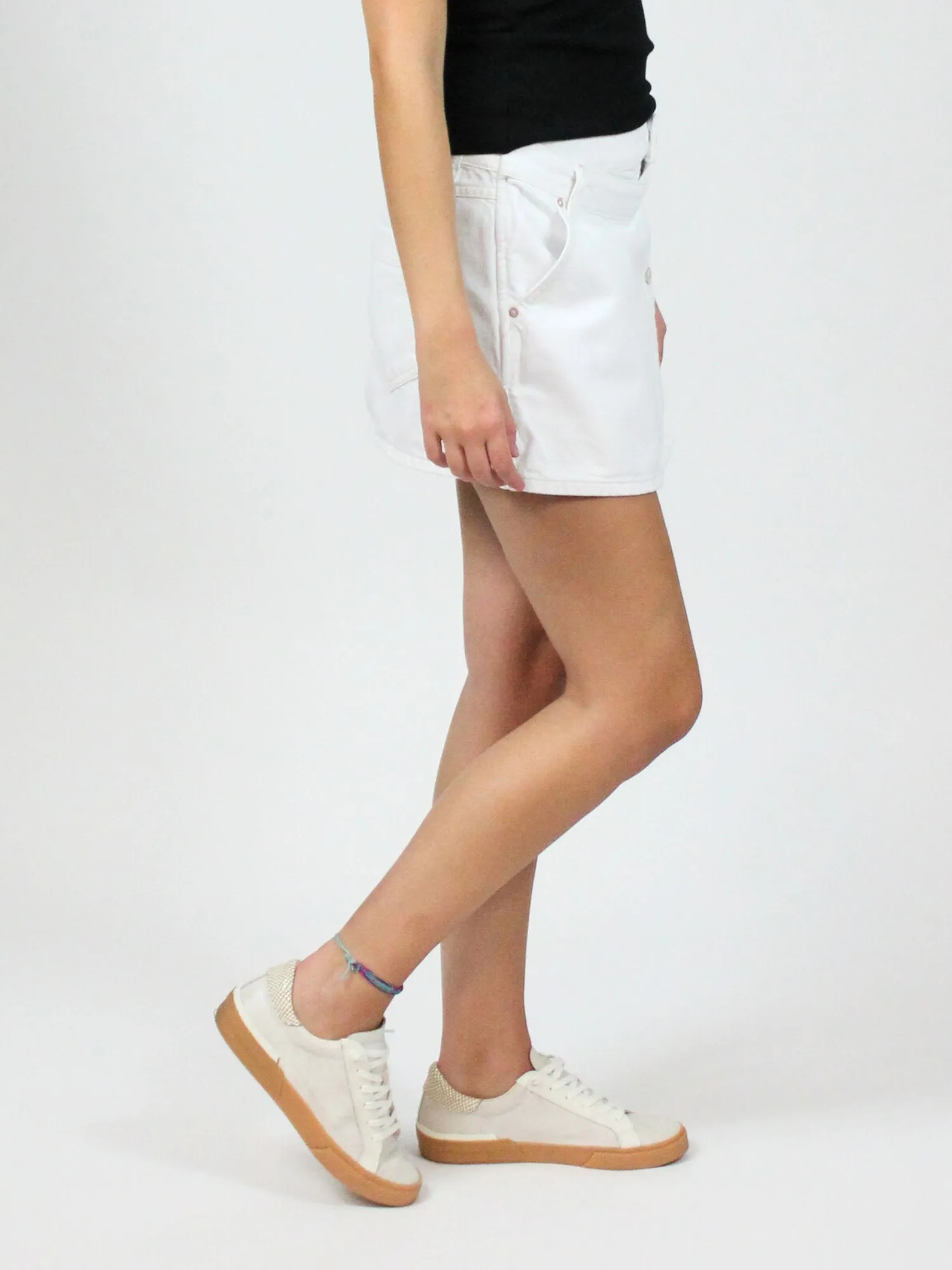 Free People Wynne Denim Skirt Bright White