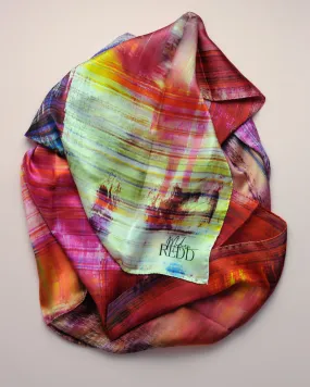 Girlean Modish Redd Pink Abstract Silk Scarf