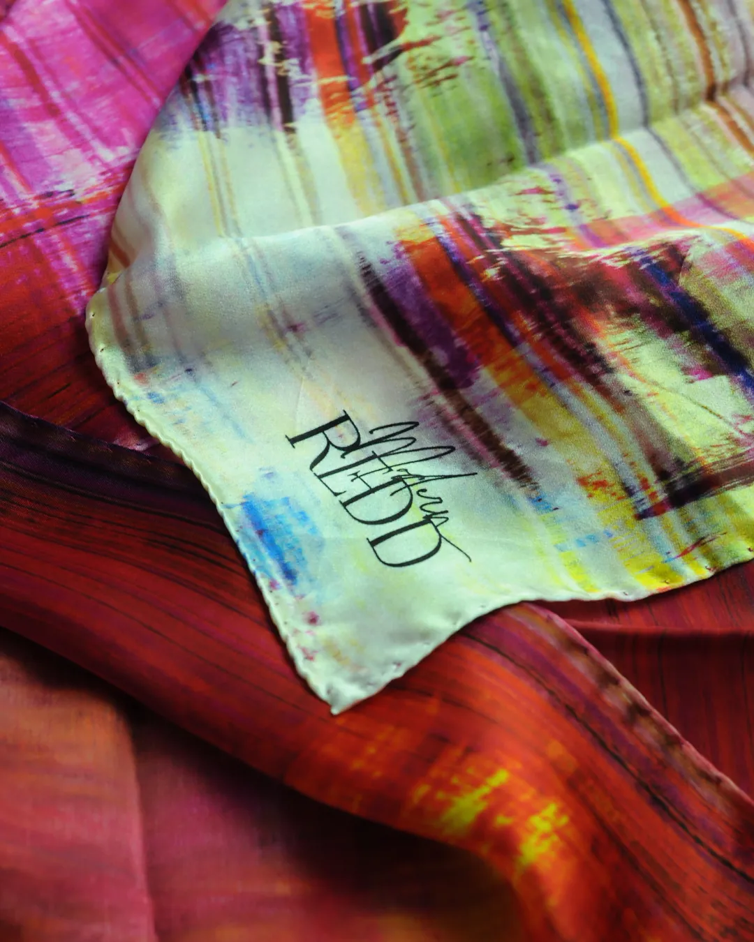 Girlean Modish Redd Pink Abstract Silk Scarf
