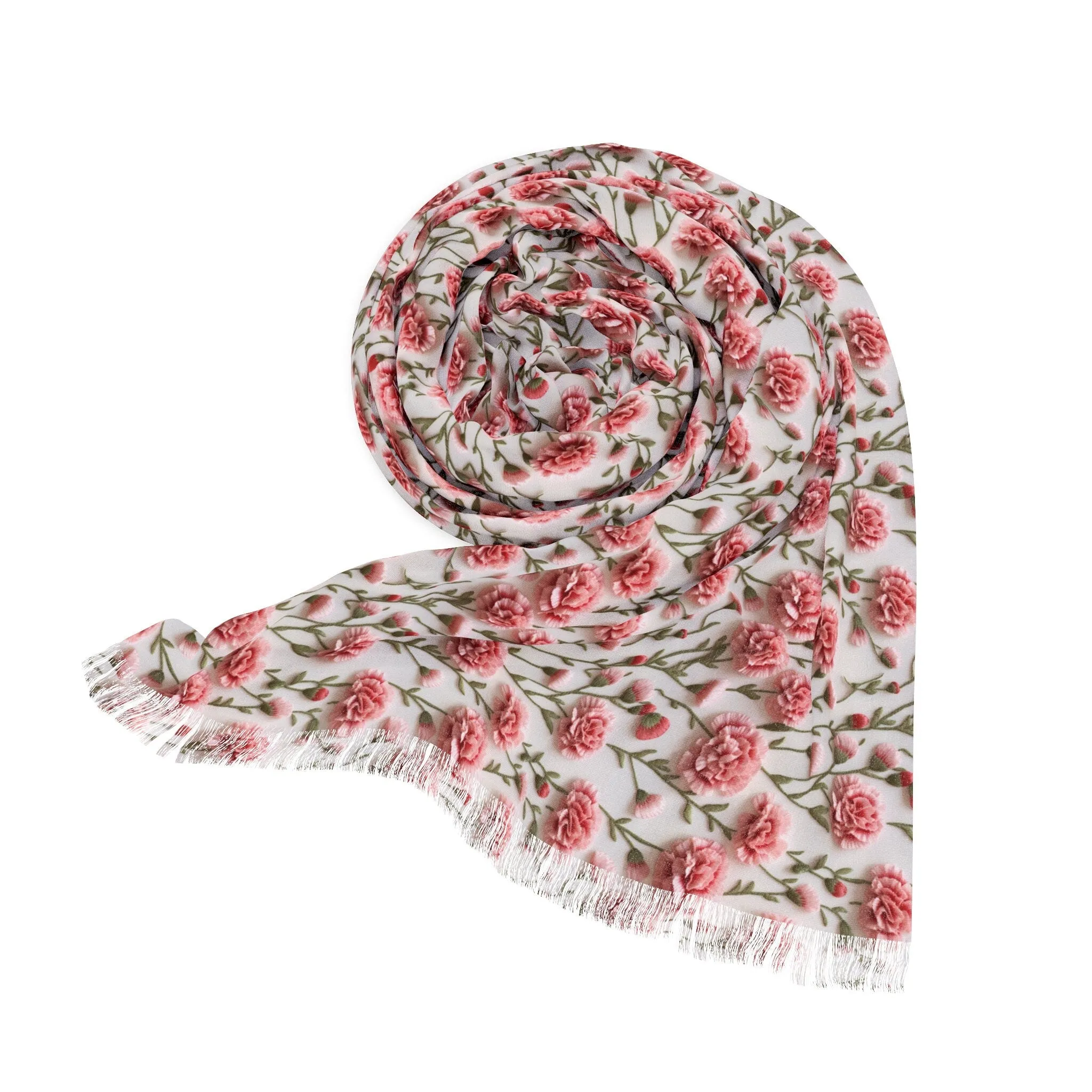 Graceful Pink Carnations Print Scarf 27x73 Inches of Lightweight Elegance and Fashionable Accessory for Wedding, Party, Anniversary