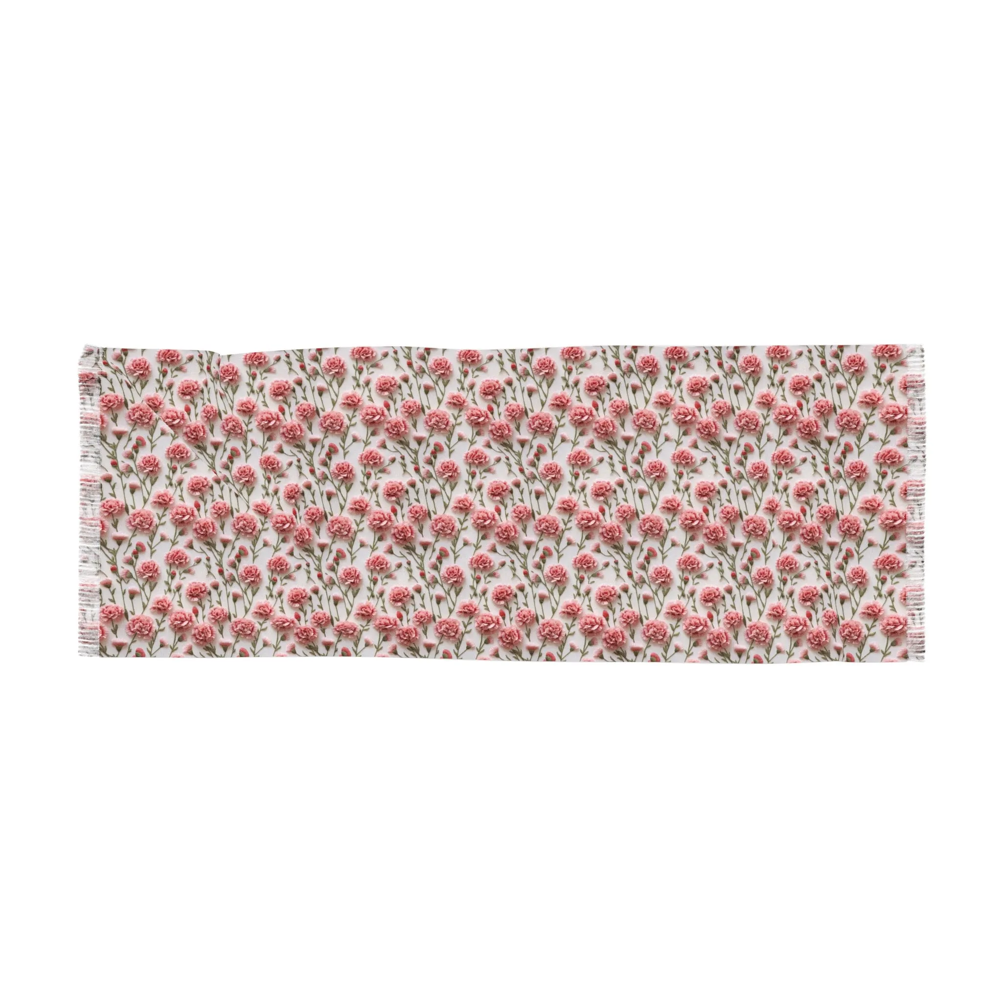 Graceful Pink Carnations Print Scarf 27x73 Inches of Lightweight Elegance and Fashionable Accessory for Wedding, Party, Anniversary