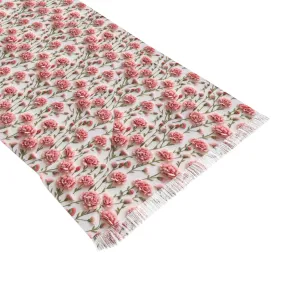 Graceful Pink Carnations Print Scarf 27x73 Inches of Lightweight Elegance and Fashionable Accessory for Wedding, Party, Anniversary