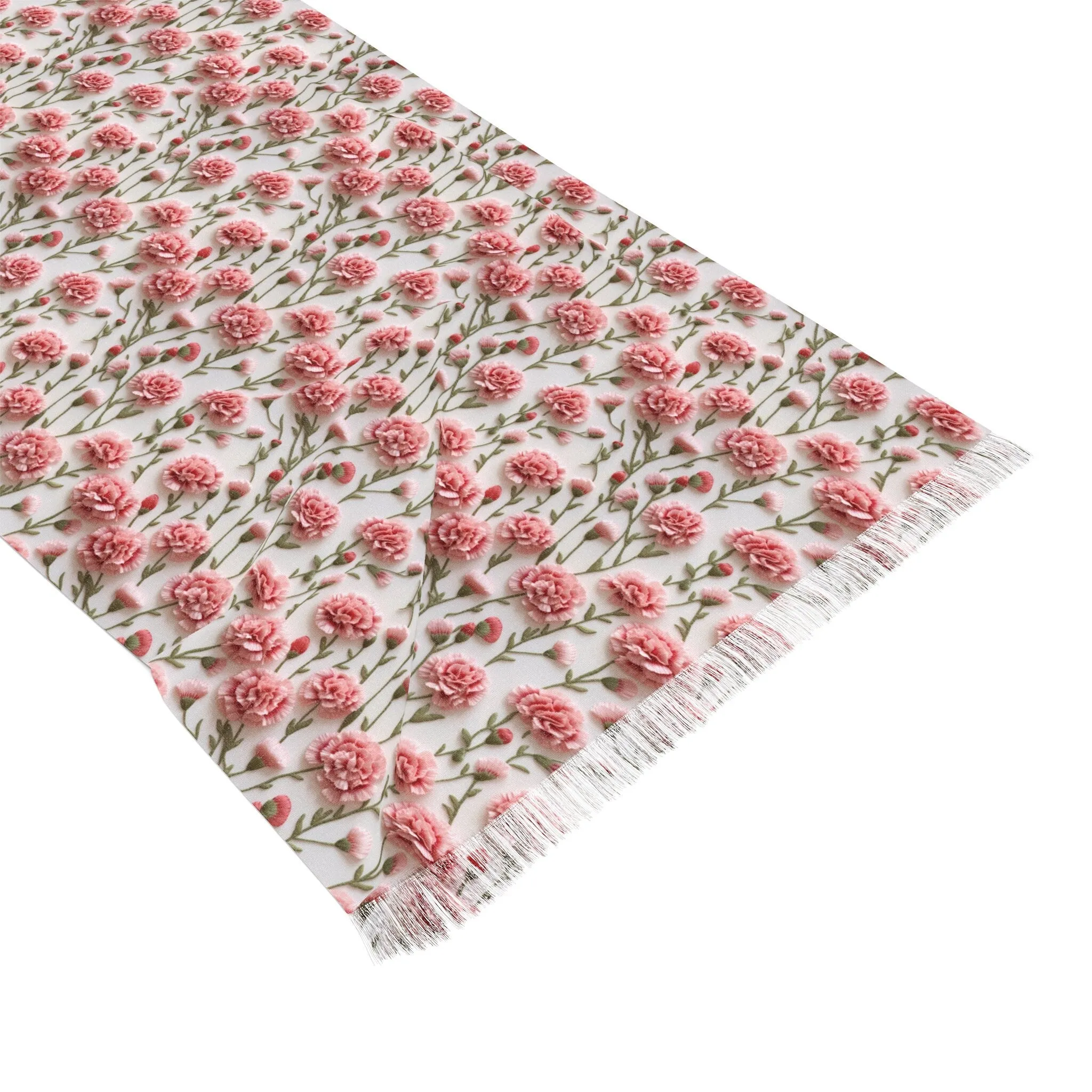 Graceful Pink Carnations Print Scarf 27x73 Inches of Lightweight Elegance and Fashionable Accessory for Wedding, Party, Anniversary