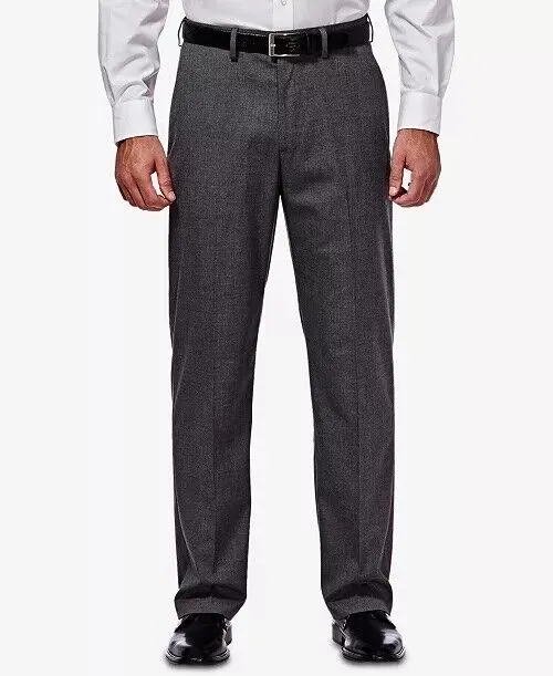 Haggar Mens Classic fit Dress Pants 34 / 30 Grey Solid