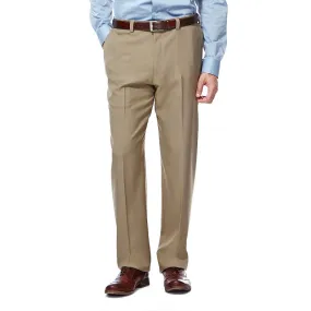 Haggar Mens Classic fit Dress Pants 36 / 34 Beige Solid Stretch