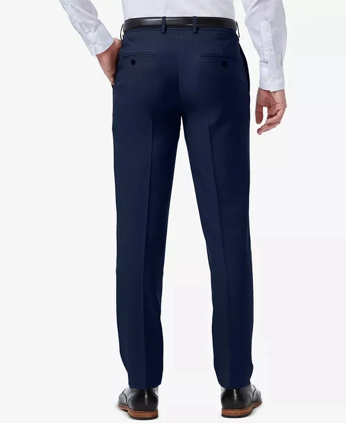Haggar Mens Slim fit Dress Pants 34 / 32 Navy Blue Solid