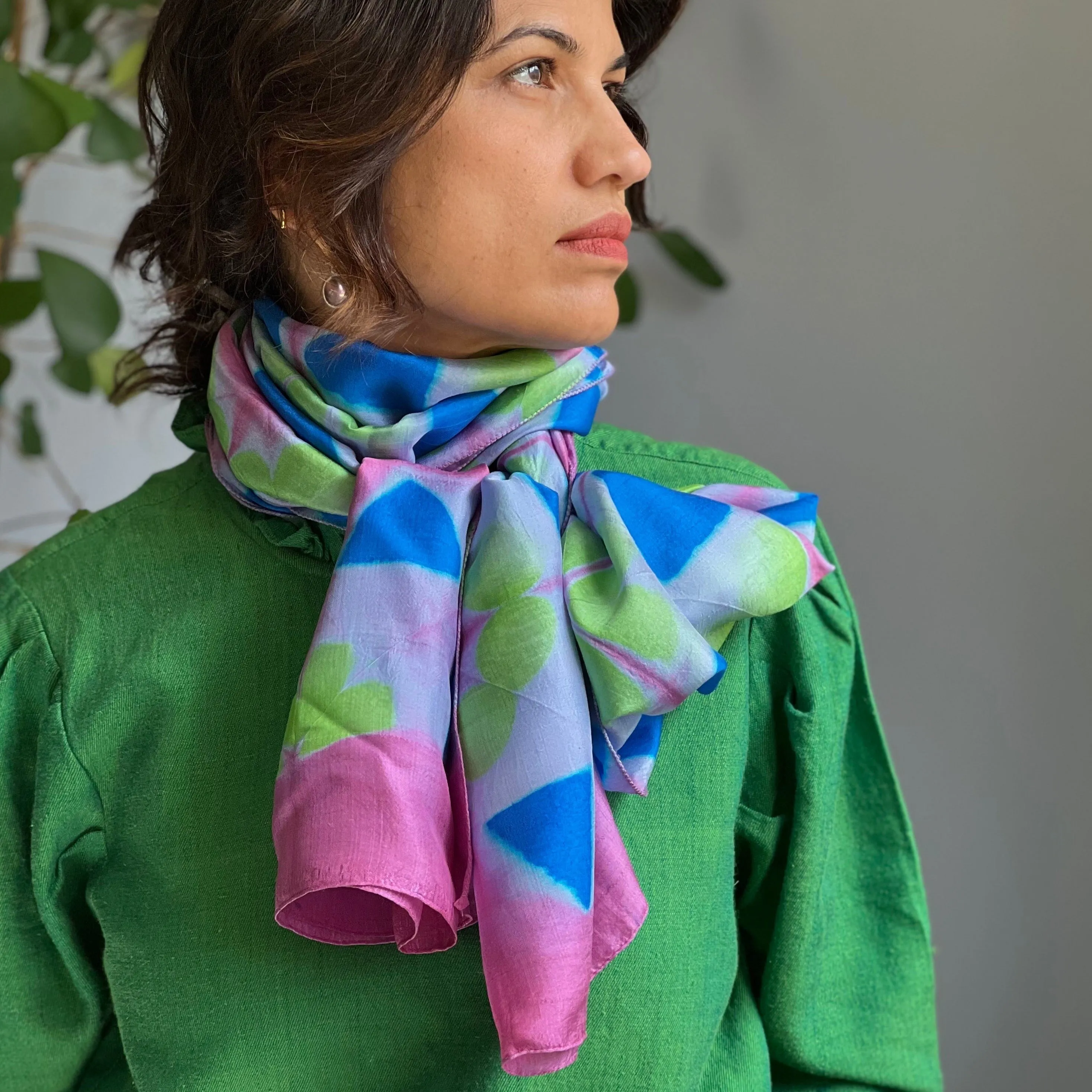 Handwoven Clamp Dyed Mulberry Silk Stole
