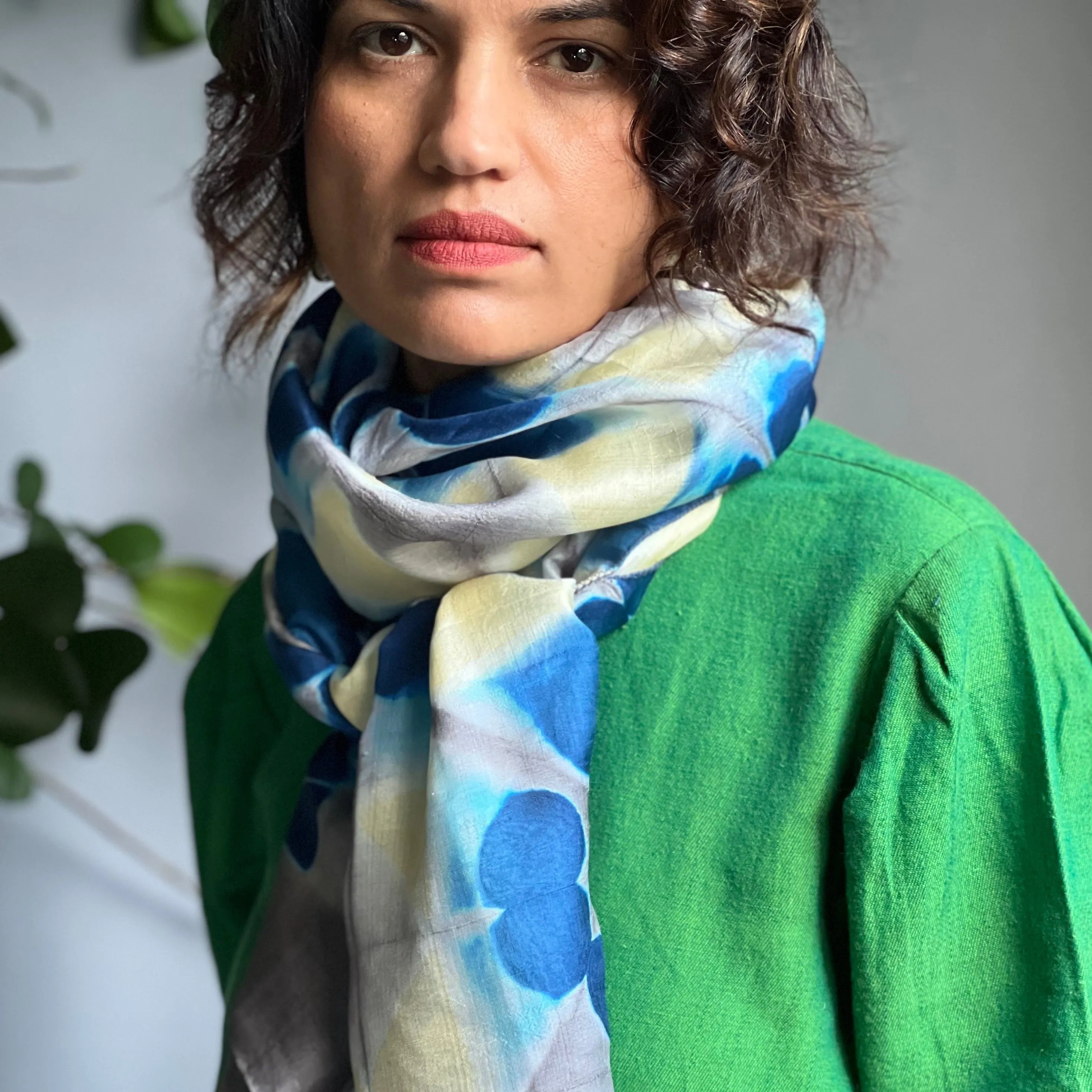 Handwoven Clamp Dyed Mulberry Silk Stole