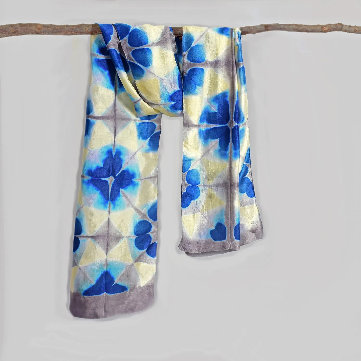 Handwoven Clamp Dyed Mulberry Silk Stole