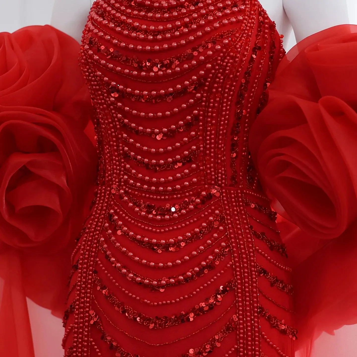 HELEN Luxury Beaded 3D Flower Evening Dress with Cape