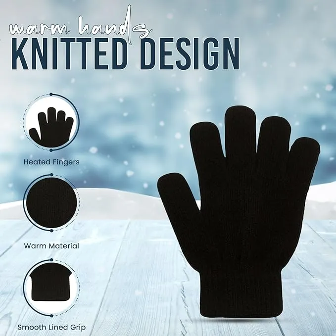 HiFEN® Kids Winter Magic Gloves Stretchy Warm Full Finger Thermal Knit Gloves For Boys Girls one size