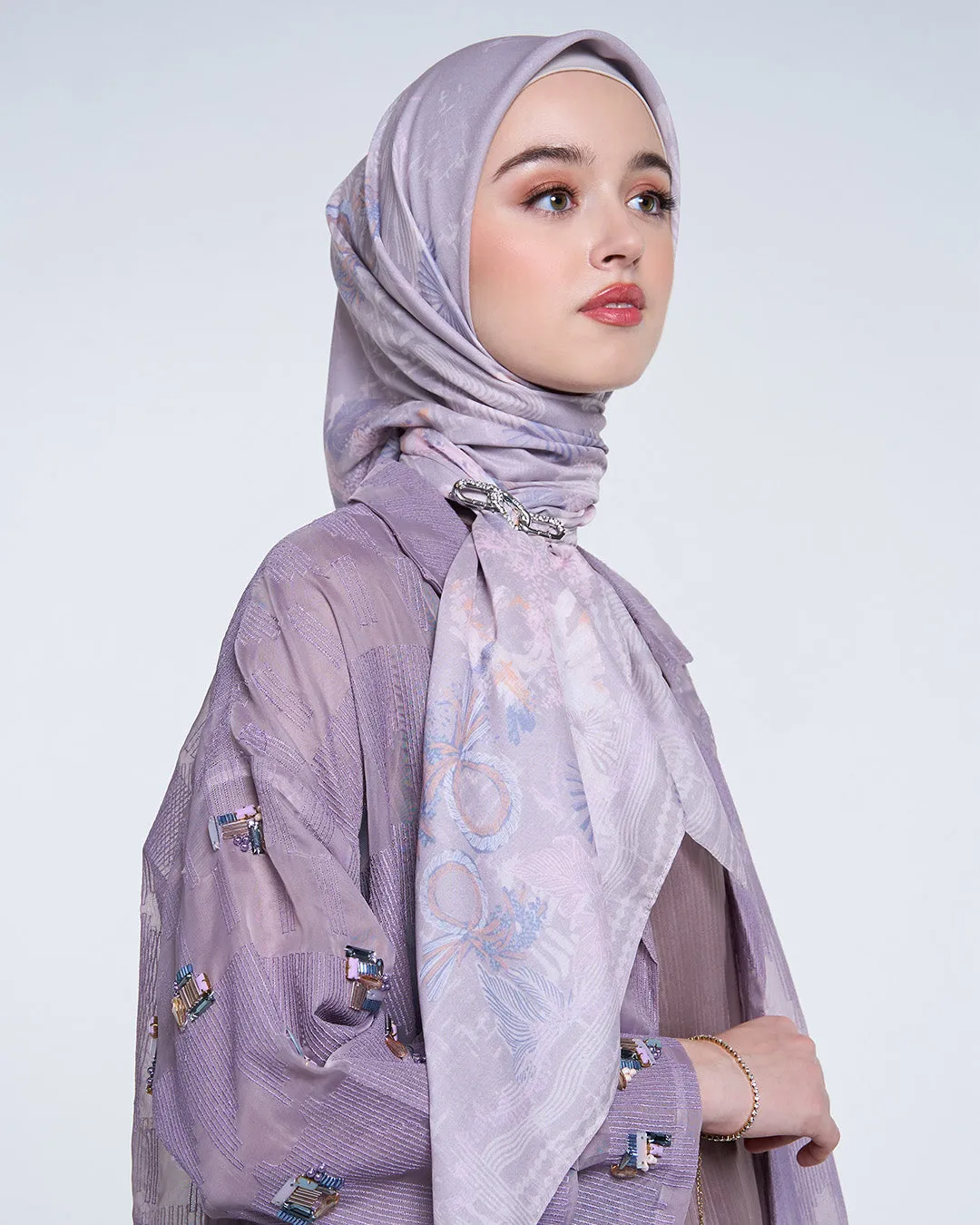 IKARONA SIGNATURE SCARF SILVER MAUVE