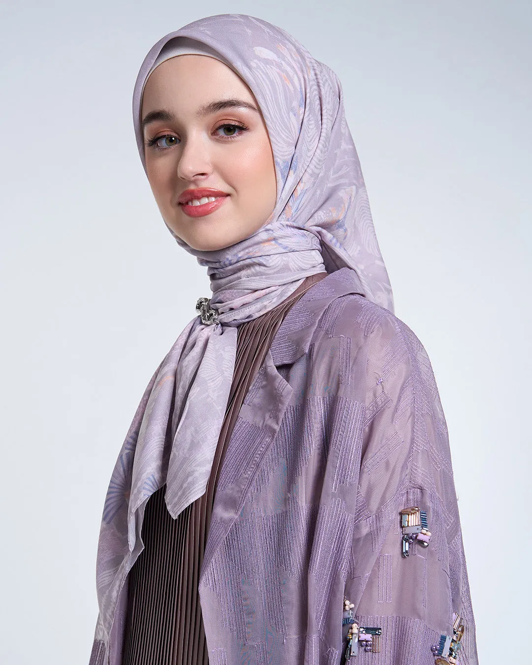 IKARONA SIGNATURE SCARF SILVER MAUVE