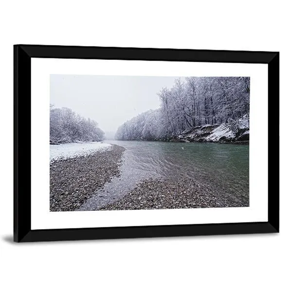 Isar River In Winter Canvas Wall Art