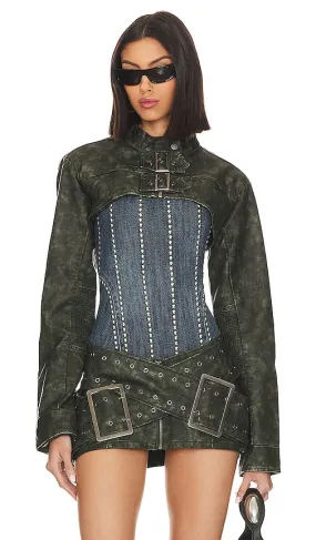 Jaded London Assassin Ultra Cropped Jacket in Army