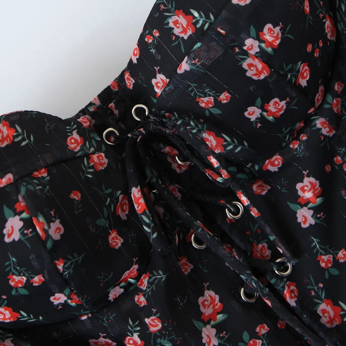 Katarina Floral Bustier Chiffon Dress - 2 Colors
