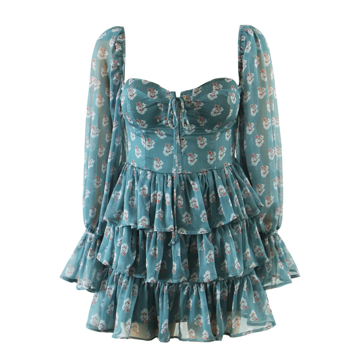 Katarina Floral Bustier Chiffon Dress - 2 Colors