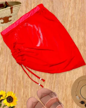 Ladies Mesh Drawstring Cover Up Skirt