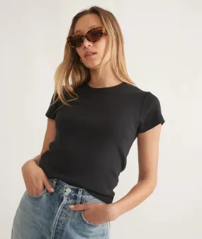Lexi Rib Sun-In Crew Tee - Faded Black