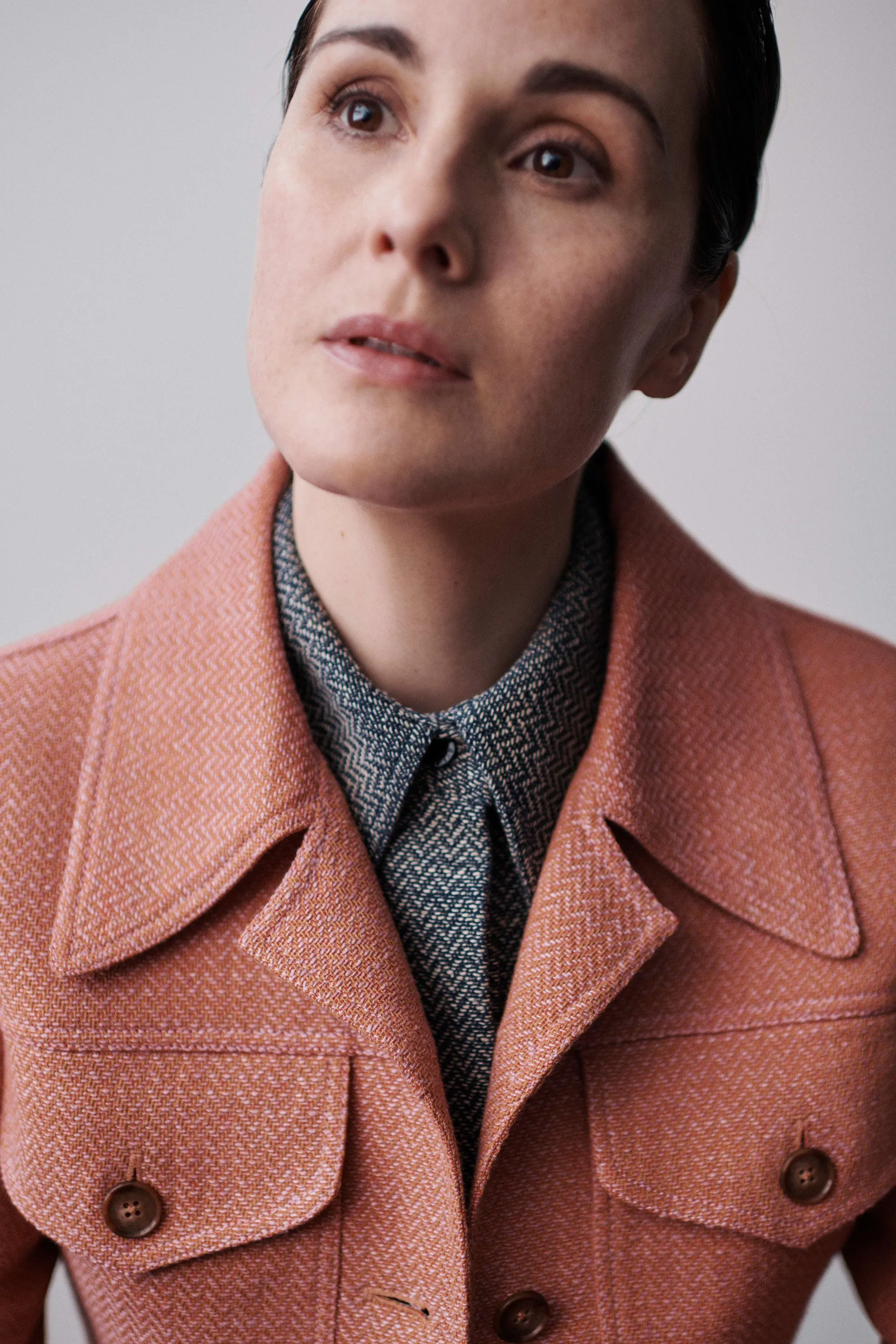 Nics Jacket In Rose & Tan Chevron Weave