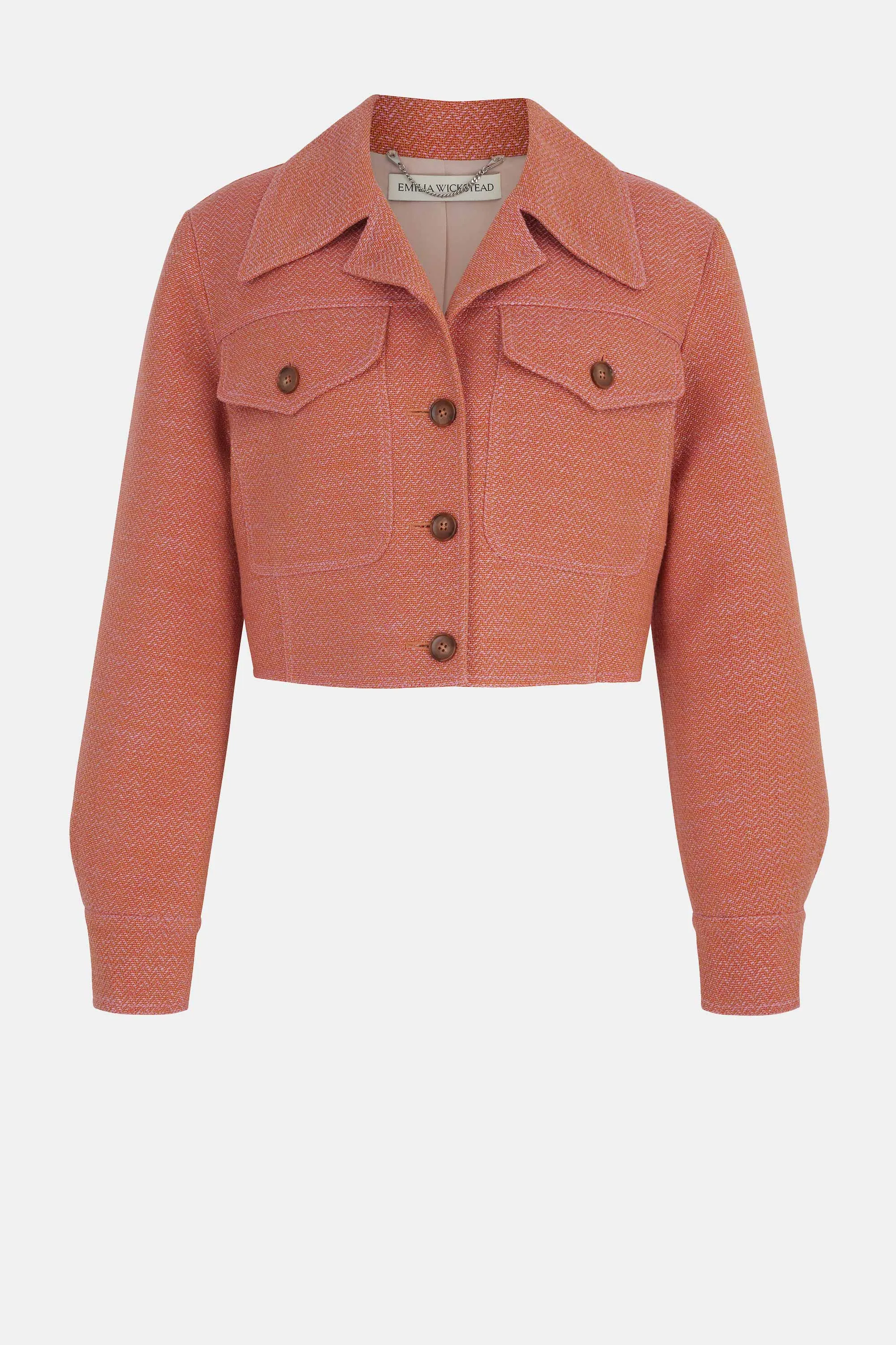 Nics Jacket In Rose & Tan Chevron Weave