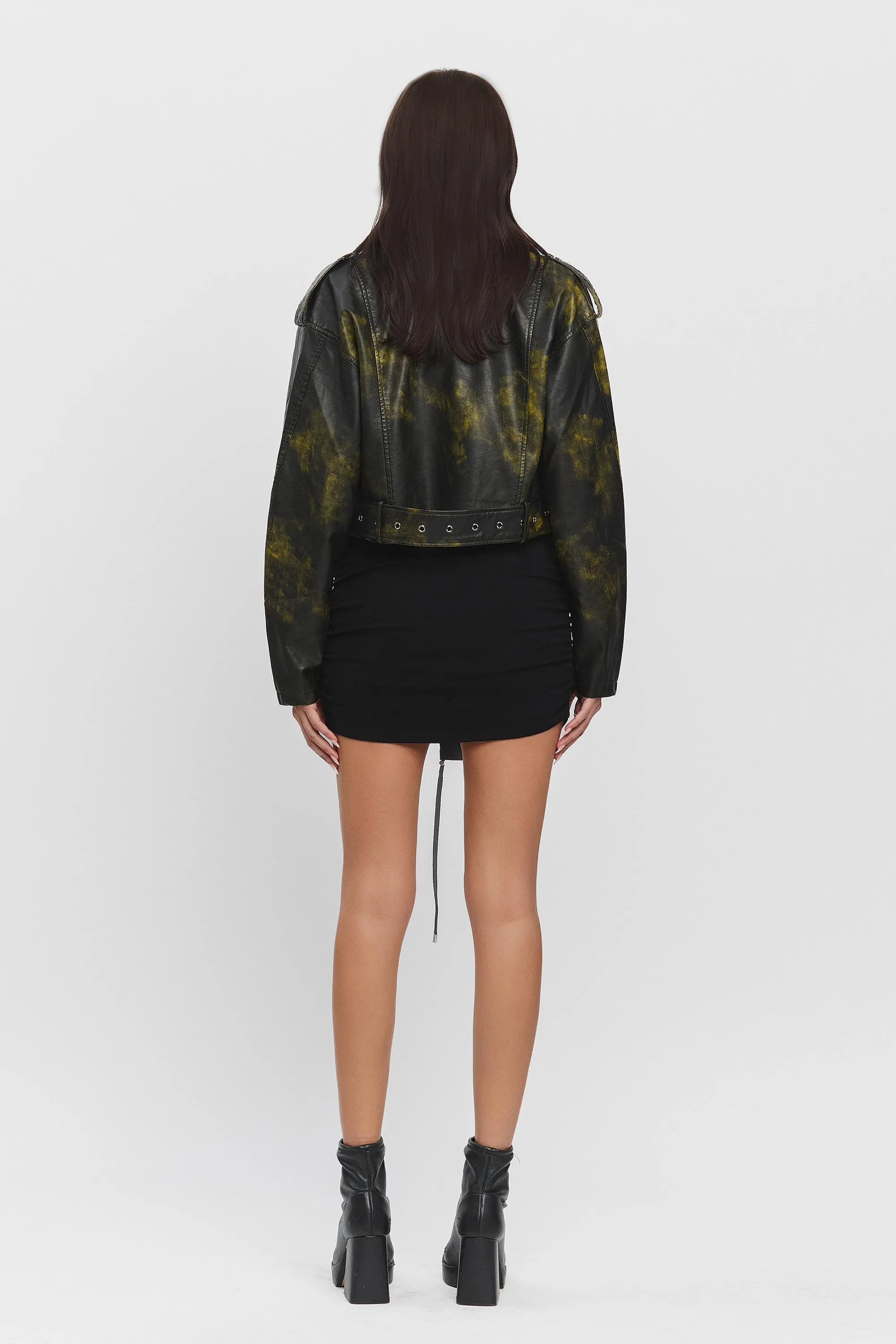 ONYX LEATHER JACKET - BLACK/GREEN