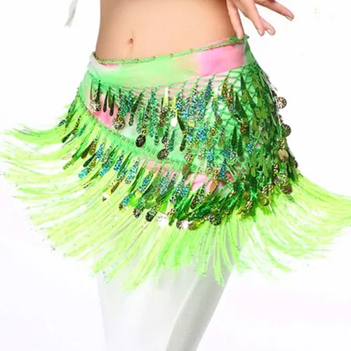 Oriental Coins Belt Women Belly Dance Costumes Accessories Sequin Tassel Hip Scarf Belly Dance Belt Hip Scarf Bellydance