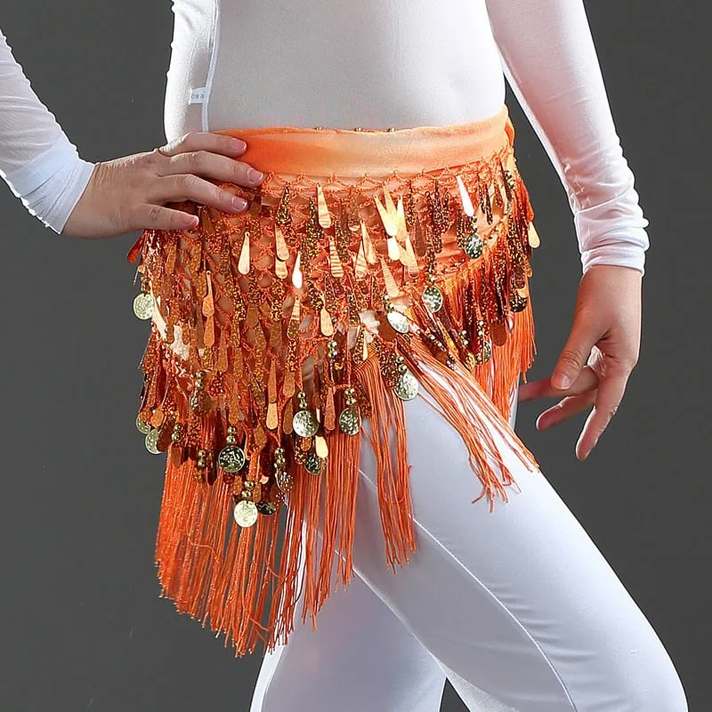 Oriental Coins Belt Women Belly Dance Costumes Accessories Sequin Tassel Hip Scarf Belly Dance Belt Hip Scarf Bellydance
