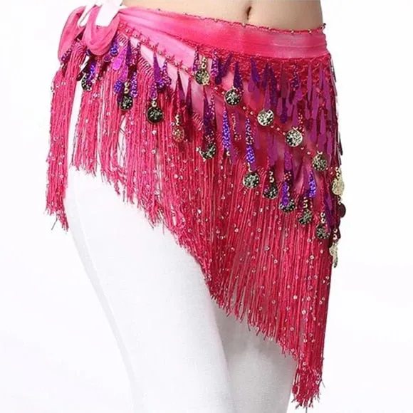 Oriental Coins Belt Women Belly Dance Costumes Accessories Sequin Tassel Hip Scarf Belly Dance Belt Hip Scarf Bellydance