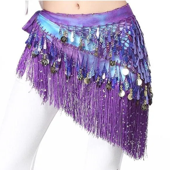 Oriental Coins Belt Women Belly Dance Costumes Accessories Sequin Tassel Hip Scarf Belly Dance Belt Hip Scarf Bellydance