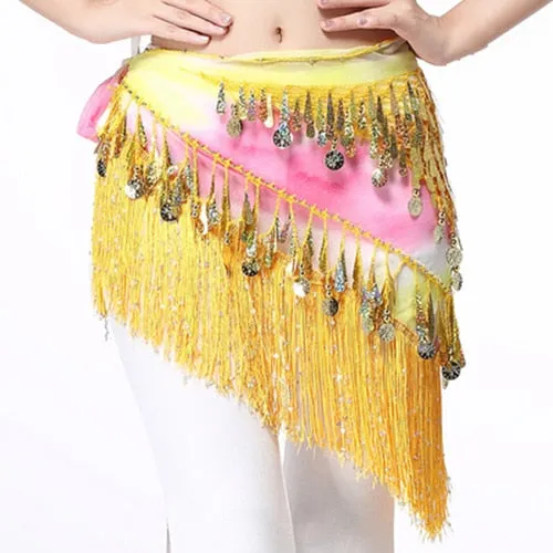 Oriental Coins Belt Women Belly Dance Costumes Accessories Sequin Tassel Hip Scarf Belly Dance Belt Hip Scarf Bellydance