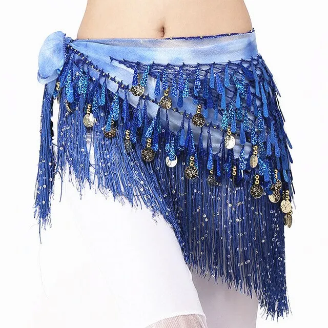Oriental Coins Belt Women Belly Dance Costumes Accessories Sequin Tassel Hip Scarf Belly Dance Belt Hip Scarf Bellydance