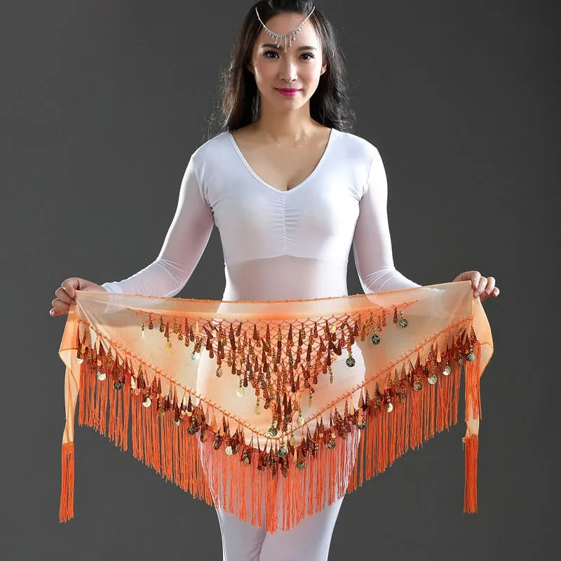 Oriental Coins Belt Women Belly Dance Costumes Accessories Sequin Tassel Hip Scarf Belly Dance Belt Hip Scarf Bellydance