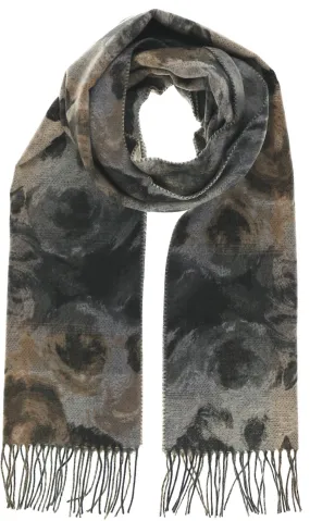 Painted Floral Cashmink® Scarf: Charcoal
